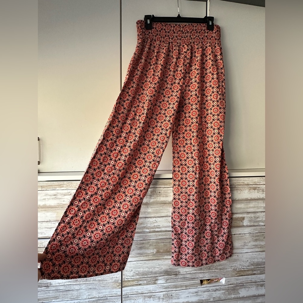 🌸 Classic Concepts Floral Wide Leg Palazzo Pants XL Boho Lounge Pants